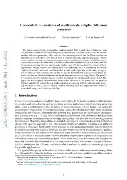 Concentration analysis of multivariate elliptic diffusion processes