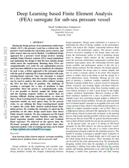 Deep Learning-based Finite Element Analysis (FEA) surrogate for sub-sea
  pressure vessel