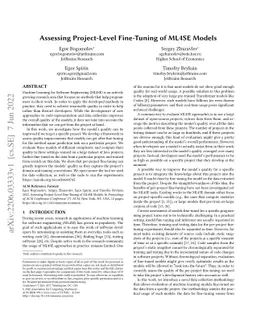Assessing Project-Level Fine-Tuning of ML4SE Models