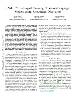cViL: Cross-Lingual Training of Vision-Language Models using Knowledge
  Distillation