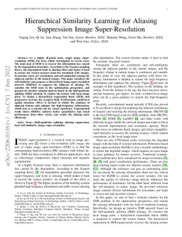 Hierarchical Similarity Learning for Aliasing Suppression Image
  Super-Resolution