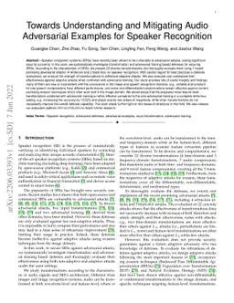 Towards Understanding and Mitigating Audio Adversarial Examples for
  Speaker Recognition
