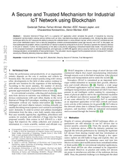 A Secure and Trusted Mechanism for Industrial IoT Network using
  Blockchain