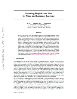 Revealing Single Frame Bias for Video-and-Language Learning