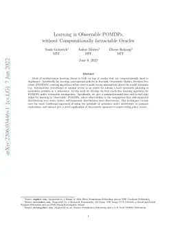 Learning in Observable POMDPs, without Computationally Intractable
  Oracles