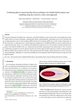 Combining physics-based and data-driven techniques for reliable hybrid
  analysis and modeling using the corrective source term approach
