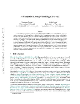 Adversarial Reprogramming Revisited