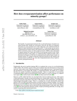 How does overparametrization affect performance on minority groups?