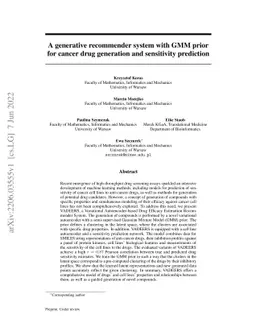 A generative recommender system with GMM prior for cancer drug
  generation and sensitivity prediction