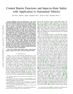 Control Barrier Functions and Input-to-State Safety with Application to
  Automated Vehicles