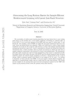 Overcoming the Long Horizon Barrier for Sample-Efficient Reinforcement
  Learning with Latent Low-Rank Structure