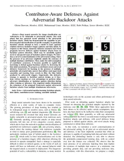 Contributor-Aware Defenses Against Adversarial Backdoor Attacks