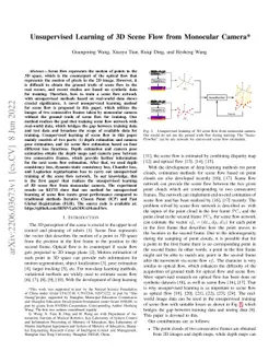 Unsupervised Learning of 3D Scene Flow from Monocular Camera