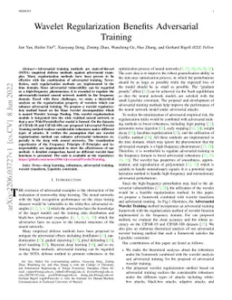 Wavelet Regularization Benefits Adversarial Training