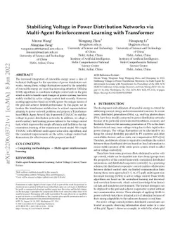 Stabilizing Voltage in Power Distribution Networks via Multi-Agent
  Reinforcement Learning with Transformer