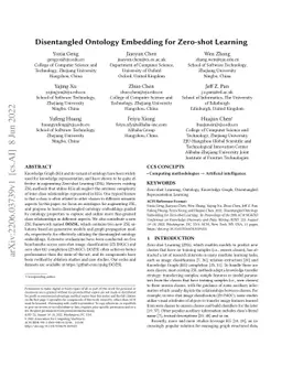 Disentangled Ontology Embedding for Zero-shot Learning