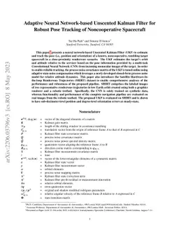 Adaptive Neural Network-based Unscented Kalman Filter for Robust Pose
  Tracking of Noncooperative Spacecraft