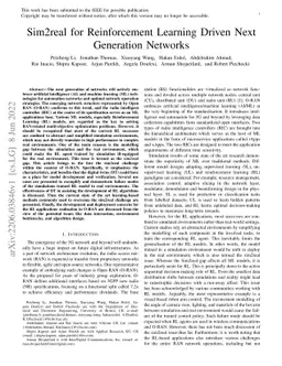 Sim2real for Reinforcement Learning Driven Next Generation Networks