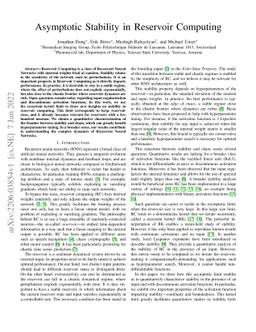 Asymptotic Stability in Reservoir Computing