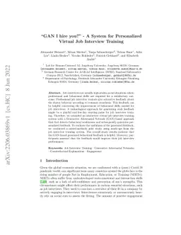 "GAN I hire you?" -- A System for Personalized Virtual Job Interview
  Training