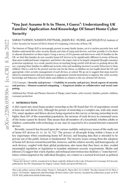"You Just Assume It Is In There, I Guess": UK Families' Application And
  Knowledge Of Smart Home Cyber Security