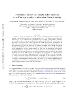 Functional linear and single-index models: A unified approach via
  Gaussian Stein identity