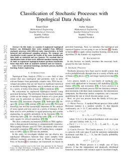 Classification of Stochastic Processes with Topological Data Analysis