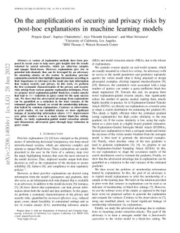 On the amplification of security and privacy risks by post-hoc
  explanations in machine learning models