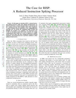 The Case for RISP: A Reduced Instruction Spiking Processor