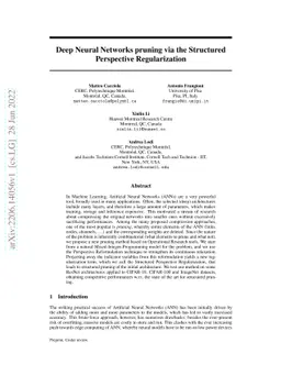 Deep Neural Networks pruning via the Structured Perspective
  Regularization