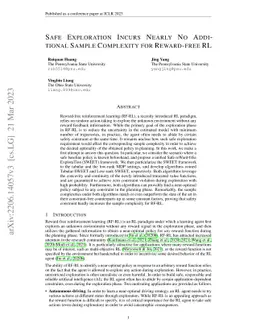 Safe Exploration Incurs Nearly No Additional Sample Complexity for
  Reward-free RL