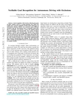 Verifiable Goal Recognition for Autonomous Driving with Occlusions