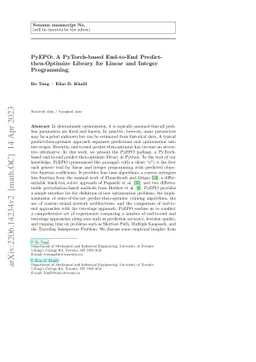 PyEPO: A PyTorch-based End-to-End Predict-then-Optimize Library for
  Linear and Integer Programming