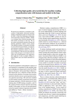 Collecting high-quality adversarial data for machine reading
  comprehension tasks with humans and models in the loop