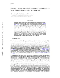 Optimal Estimation of Generic Dynamics by Path-Dependent Neural Jump
  ODEs