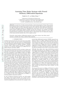 Learning Time Delay Systems with Neural Ordinary Differential Equations