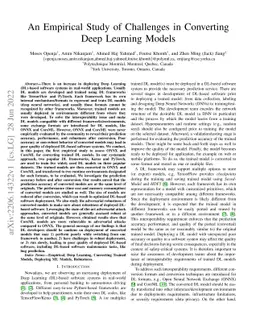 An Empirical Study of Challenges in Converting Deep Learning Models