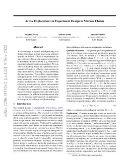 Active Exploration via Experiment Design in Markov Chains