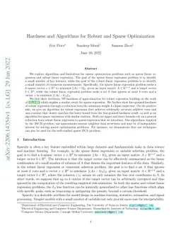 Hardness and Algorithms for Robust and Sparse Optimization