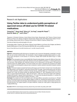 Using Twitter Data to Understand Public Perceptions of Approved versus
  Off-label Use for COVID-19-related Medications