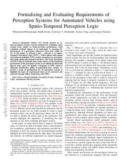 Formalizing and Evaluating Requirements of Perception Systems for
  Automated Vehicles using Spatio-Temporal Perception Logic