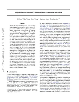 Optimization-Induced Graph Implicit Nonlinear Diffusion