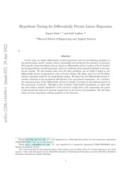 Hypothesis Testing for Differentially Private Linear Regression