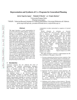 Representation and Synthesis of C++ Programs for Generalized Planning