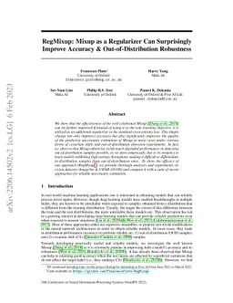 RegMixup: Mixup as a Regularizer Can Surprisingly Improve Accuracy and
  Out Distribution Robustness