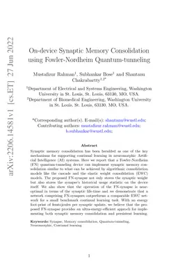 On-device Synaptic Memory Consolidation using Fowler-Nordheim
  Quantum-tunneling