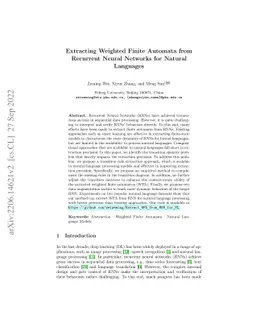 Extracting Weighted Finite Automata from Recurrent Neural Networks for
  Natural Languages
