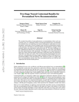 Two-Stage Neural Contextual Bandits for Personalised News Recommendation