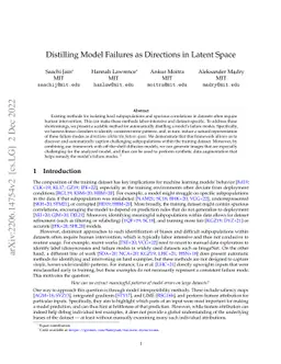 Distilling Model Failures as Directions in Latent Space