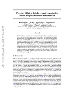 Provably Efficient Reinforcement Learning for Online Adaptive Influence
  Maximization